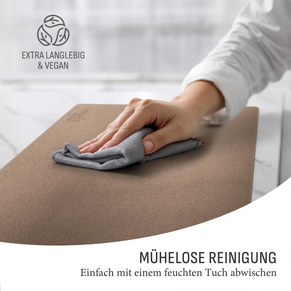 Ronde placemats, afwasbaar, tweekleurig, leer, kunstleer, waterdicht, lederlook voor thuis, keuken, restaurant en hotel, 32 cm (donkergrijs beige, 4 stuks