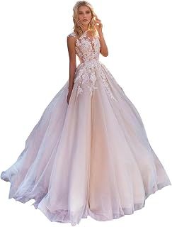 Wedding Dresses for Bride 2025 Lace Appliques Tulle Beach Bride Dress with Train He0199A