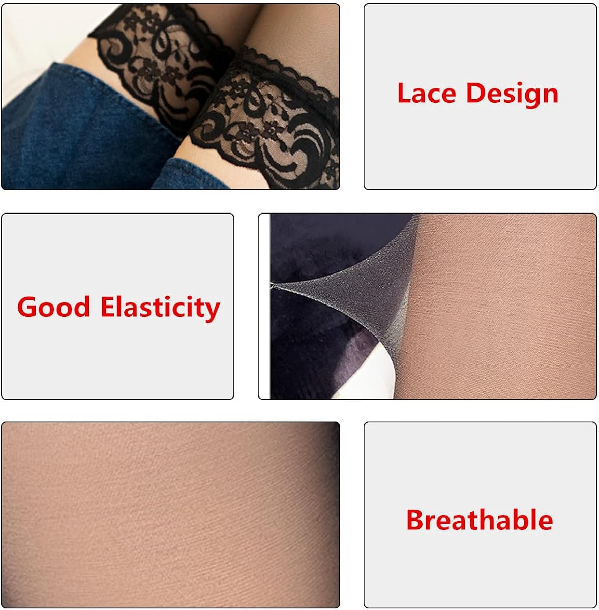 Morices Hold Up Stocking With Lace Top, 2 Pairs Women Thigh High