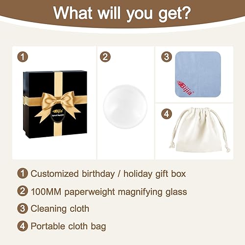 Miniatura 2 de Lupa de cúpula de vidrio óptica de 4 pulgadas, lupa de lectura pisapapeles lente óptica de media bola con caja de regalo
