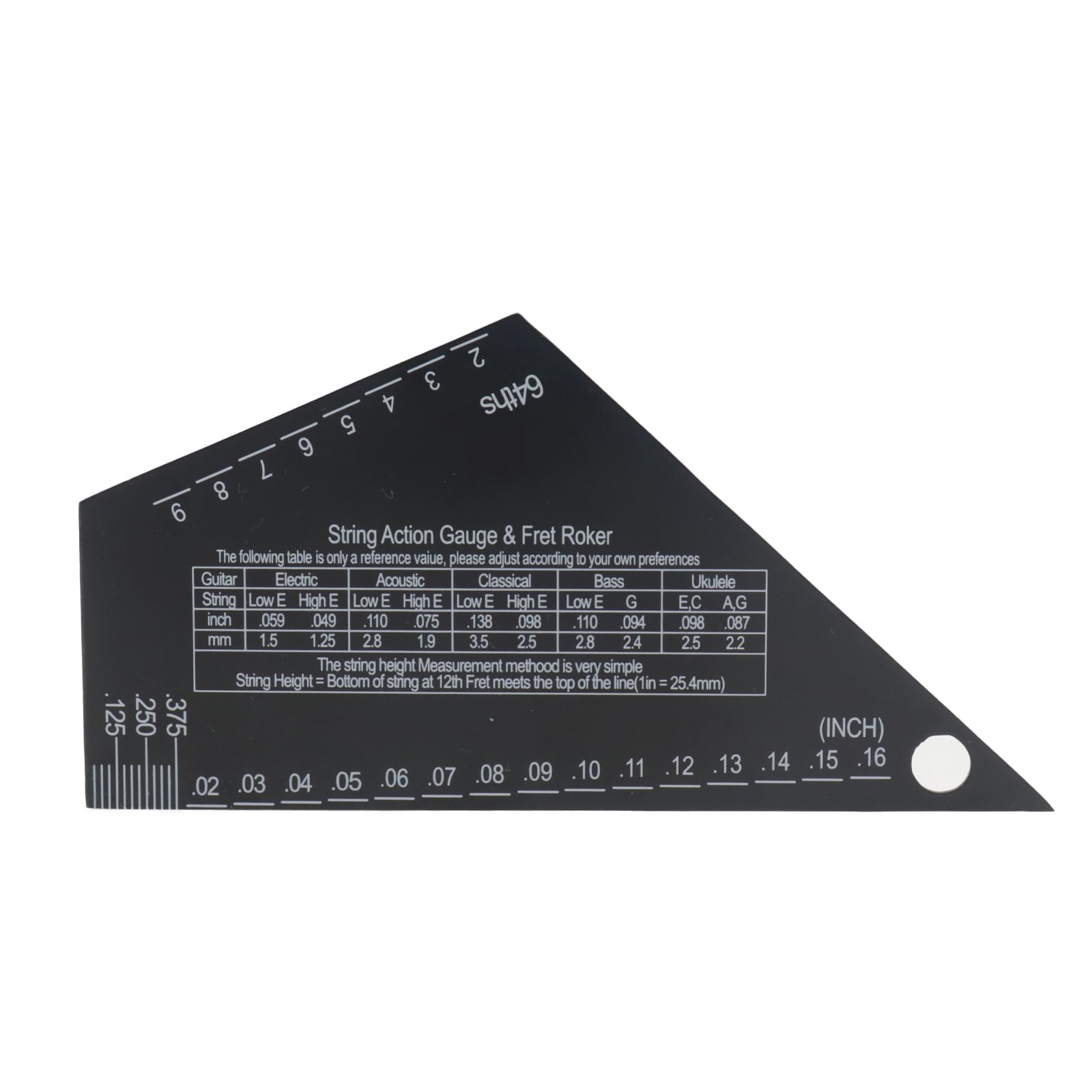 CashBeat Guitar String Action Gauge Ruler, 1mm Thick Stainless Steel, Precision Markings, Fret Rocker Tool for Luthiers, Identifies Uneven Frets, Fixes Fret Buzz, Essential Setup Accessory