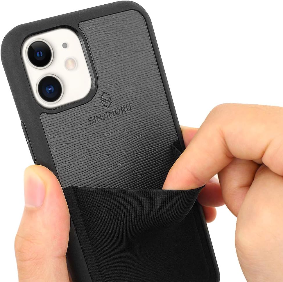 Sinjimoru iPhone 11 Case with Slim Wallet, Protective TPU Phone Case with Credit Card Holder for Back of Phone. Sinji Pouch Case for iPhone 11, Black