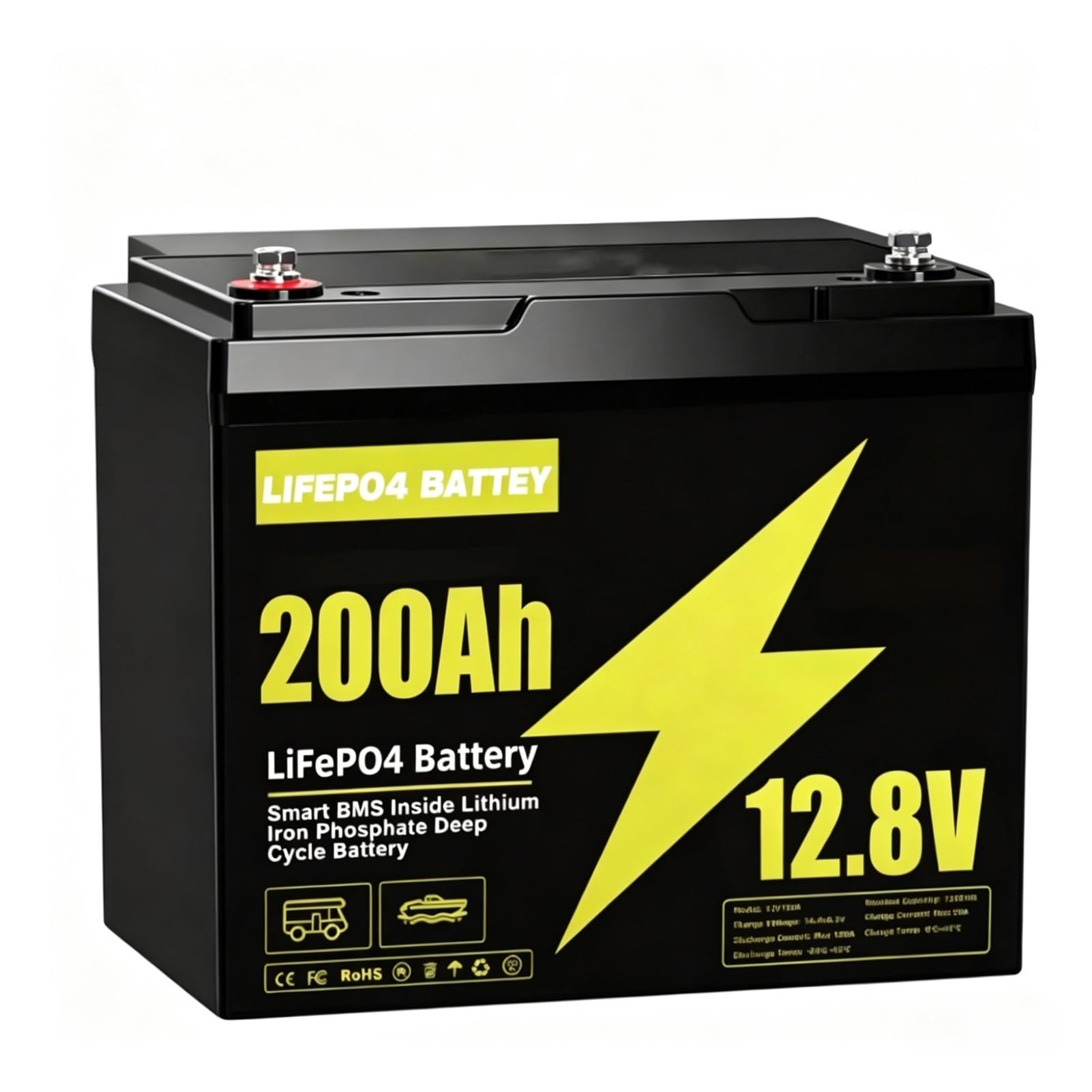 Batteria Grande for Esterni A Ciclo Profondo Da 12 V, Pacco Batterie | Scheda di gestione del circuito integrata, diverse dimensioni di capacità for apparecchiature di energia(12V LiFePO4 200Ah)