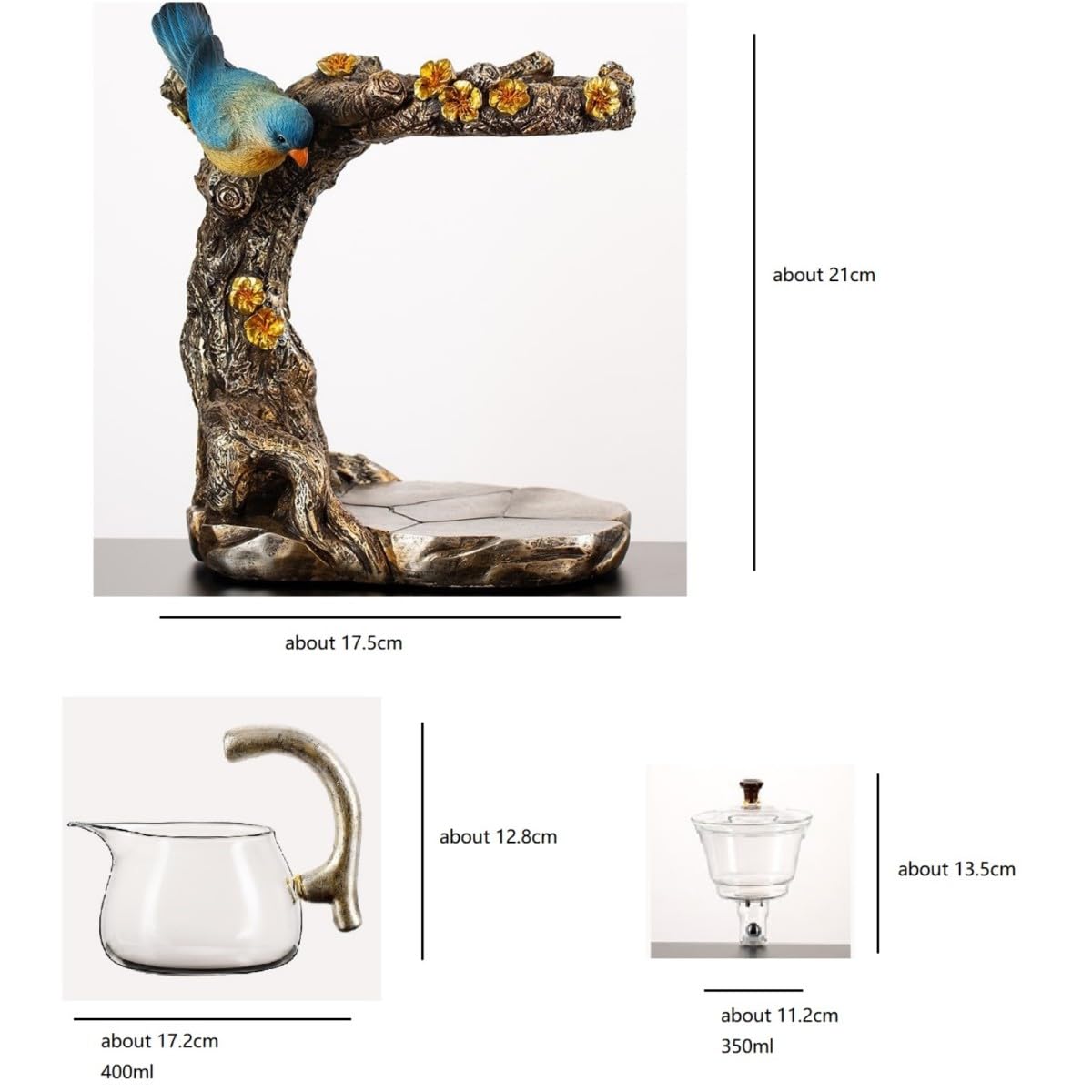 Glas-Teekannen-Set, Tier-Vogel-Design, Halbautomatisch, Tropfende Rotierende Schüssel Mit Teesieb, Lazy Kungfu-Set
