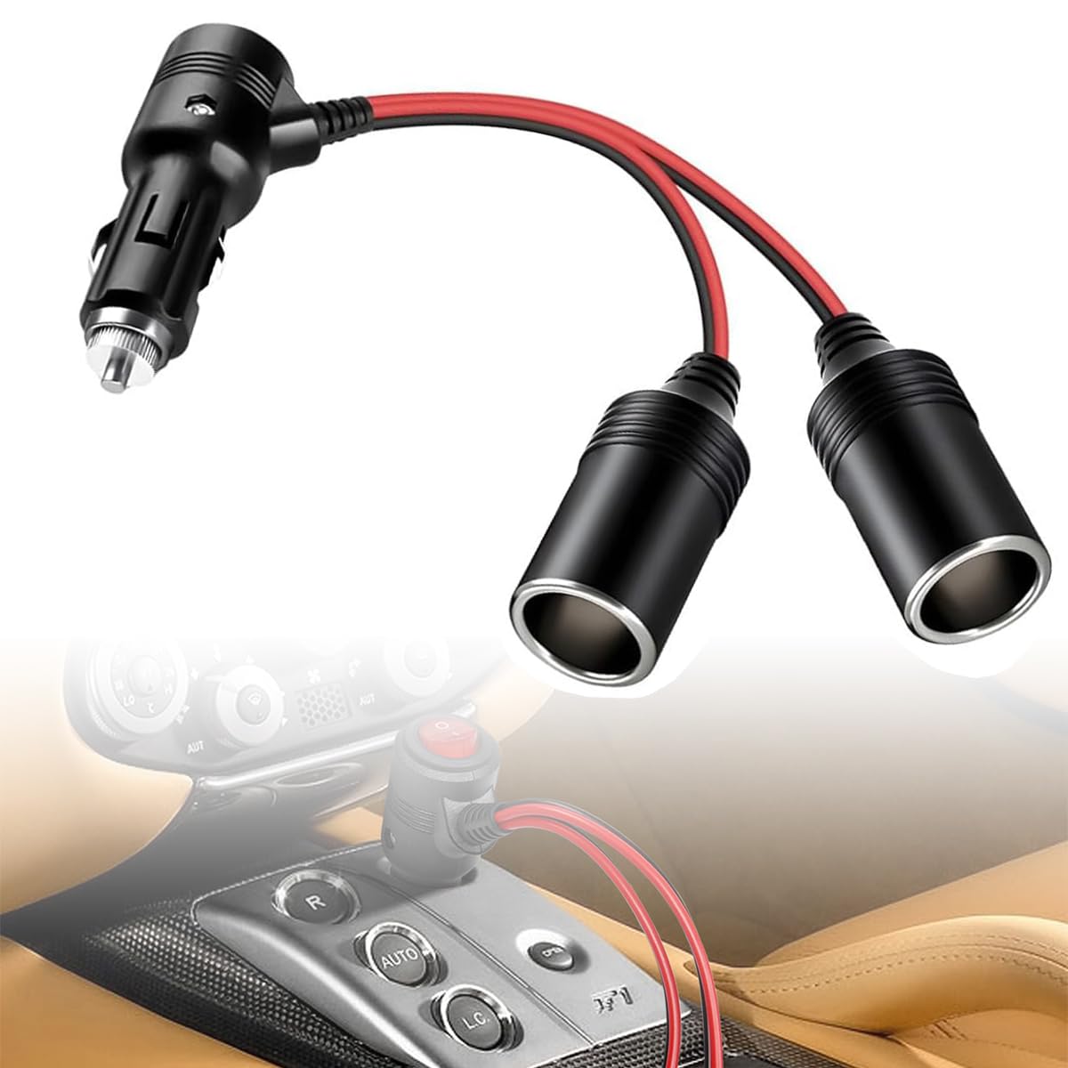 Dual Outlet Car Cigarette Lighter Socket Splitter 12V/24V Car Socket to Plug Adapter Universal Car Plug Socket with Safety Features, Compact Design for Smartphones, GPS, Fans, Cars, Trucks-image-39