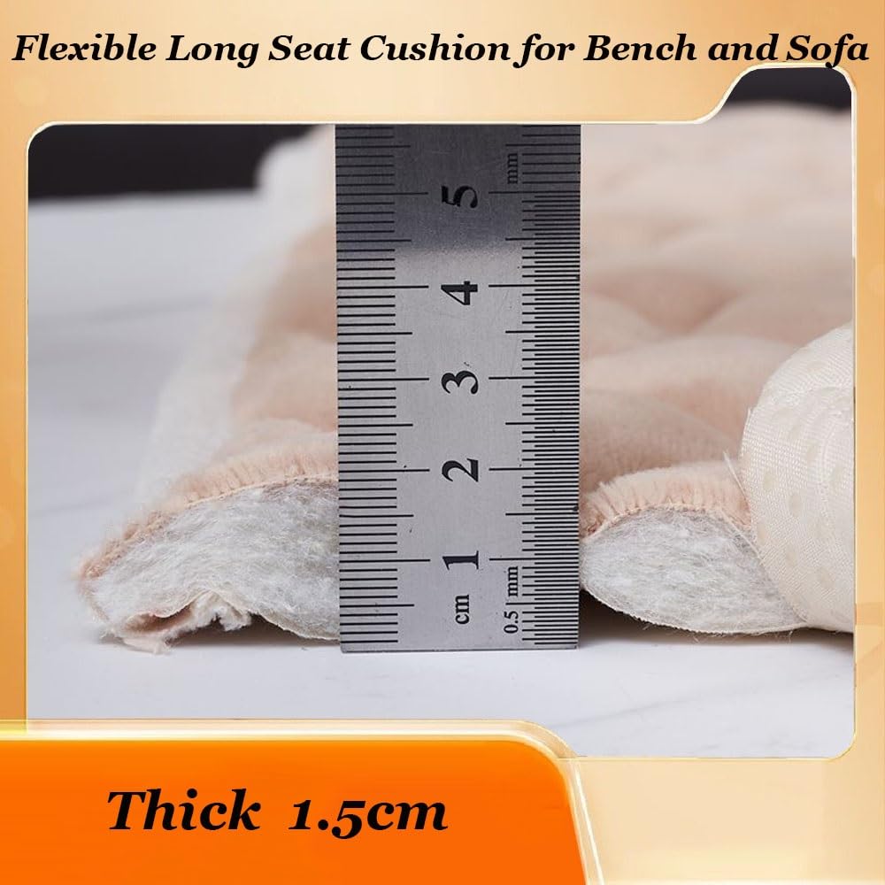 Cojín de franela lavable para banco de jardín, 1,5 cm de grosor, antideslizante, para uso en interiores, color blanco, 55 x 165 cm, mesa y accesorio de jardín