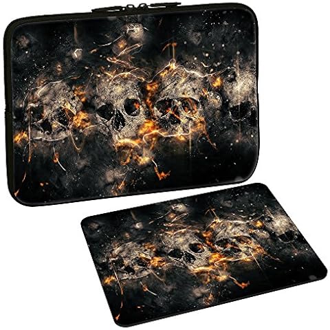 PEDEA Design Protective Case for Notebook up to 15.6 Inches (39.6 cm) with Design Mouse Pad Skulls Cover