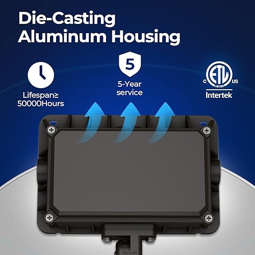 Miniatura 11 de CINOTON - Luz de inundación LED de atardecer a amanecer al aire libre de 50 W, luminaria de pared de seguridad impermeable IP65 de 7000 lúmenes con