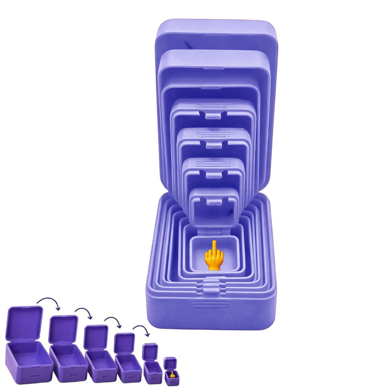 Surprise Prank Box, 6 Layer Nesting Gift, Neverending Middle Finger Fun