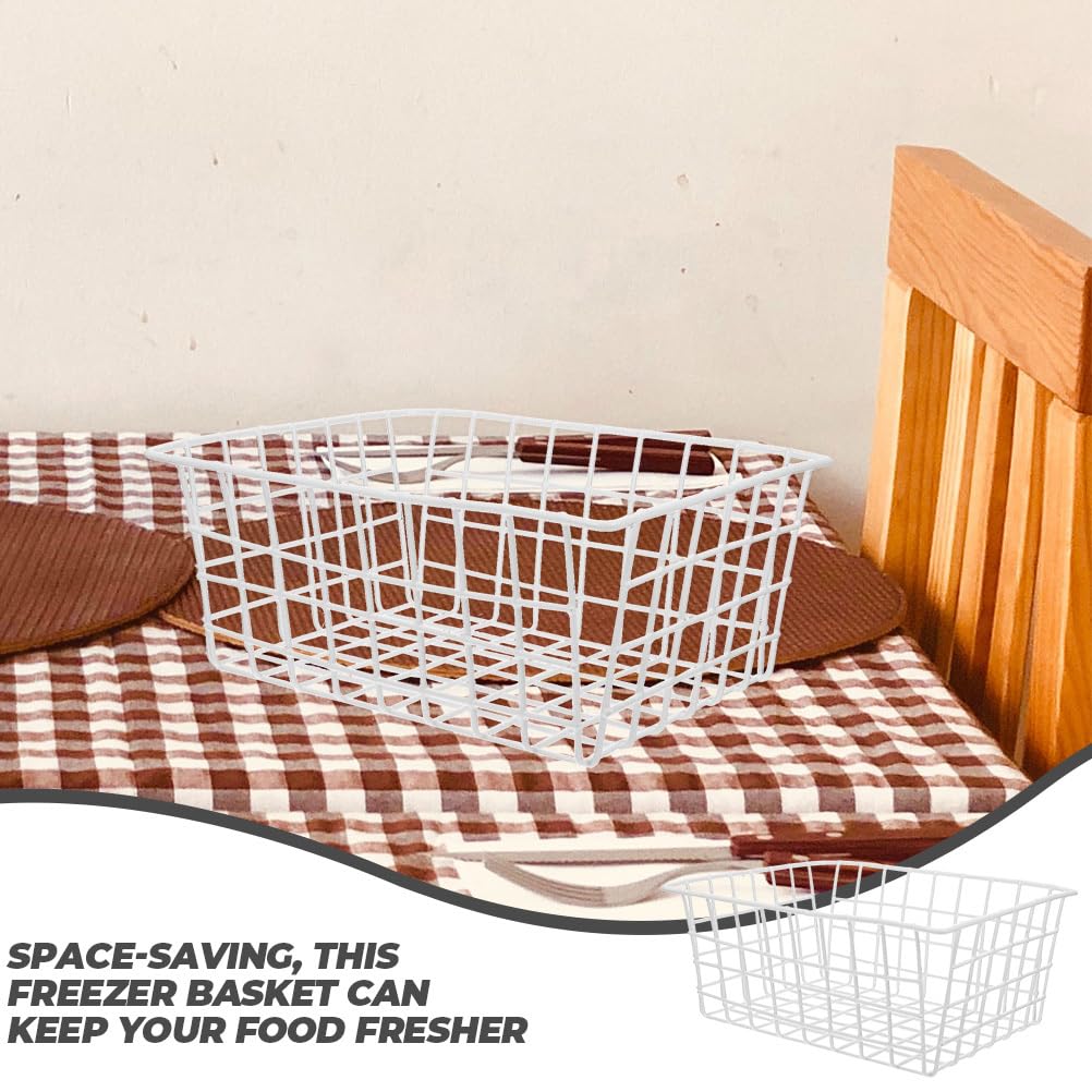HEMOTON Cestas De Alambre Para Congelador, Organizador De Alimentos, 11 X 8.5 X 4.7 Pulgadas, Cestas De Almacenamiento Para Frutas, Verduras, Aperitivos, Bebidas, 2 Piezas