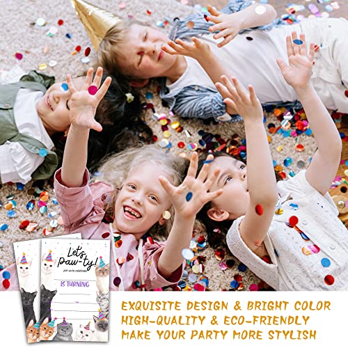 Cat Birthday Invitations With Envelopes - Kitty Cat Birthday Party Invitation Card - Let's Paw-Ty Fill-In Invites Cards - Cute Pet Party Celebration (20 Pack)-25 #TOP4