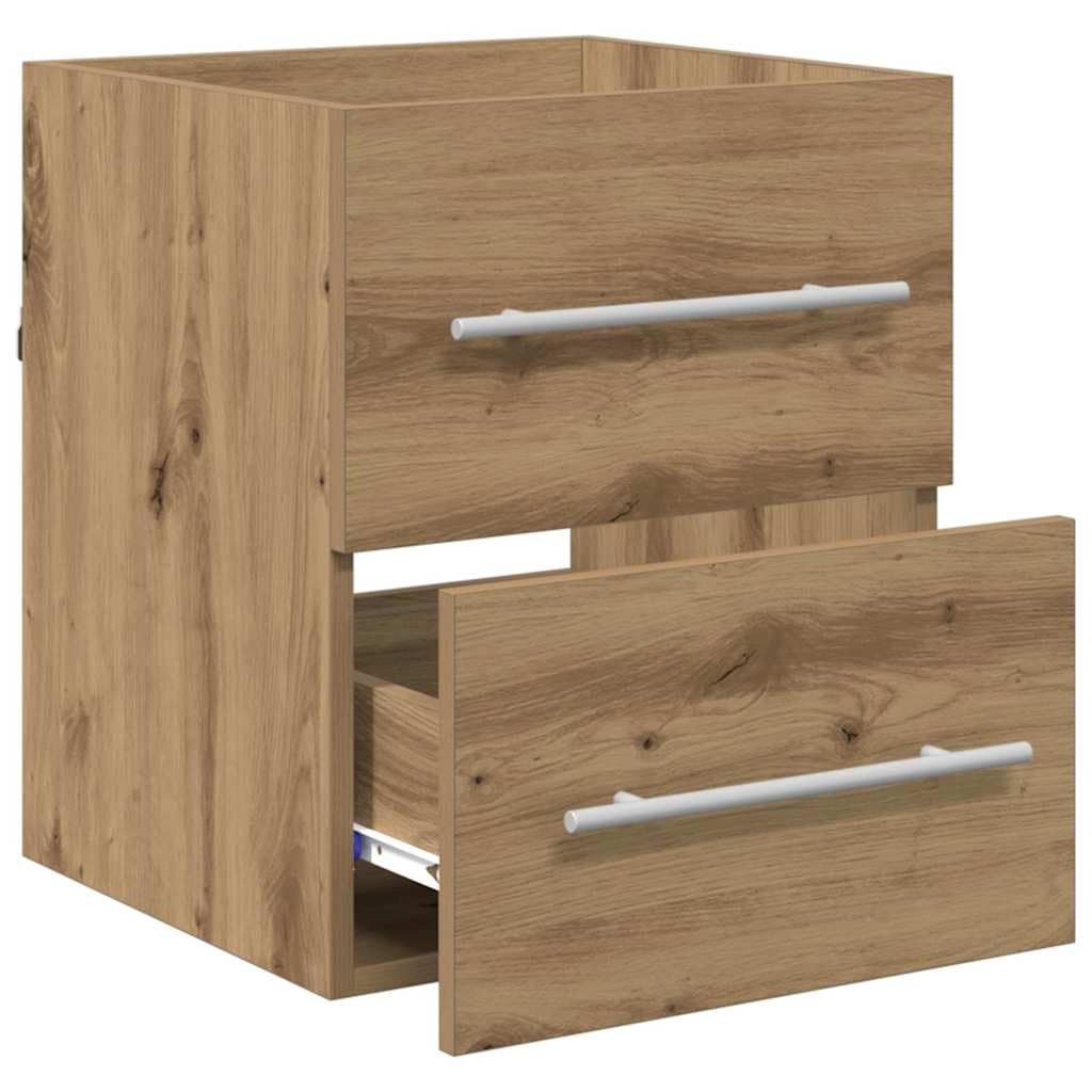 Waschbeckenunterschrank Artisan-Eiche, waschtisch Bad badzimmer möbel, hängend Wand platzsparend mit 2 schublade, stauraum für gäste wc und aufbewahrung, 41 x 38,5 x 48 cm