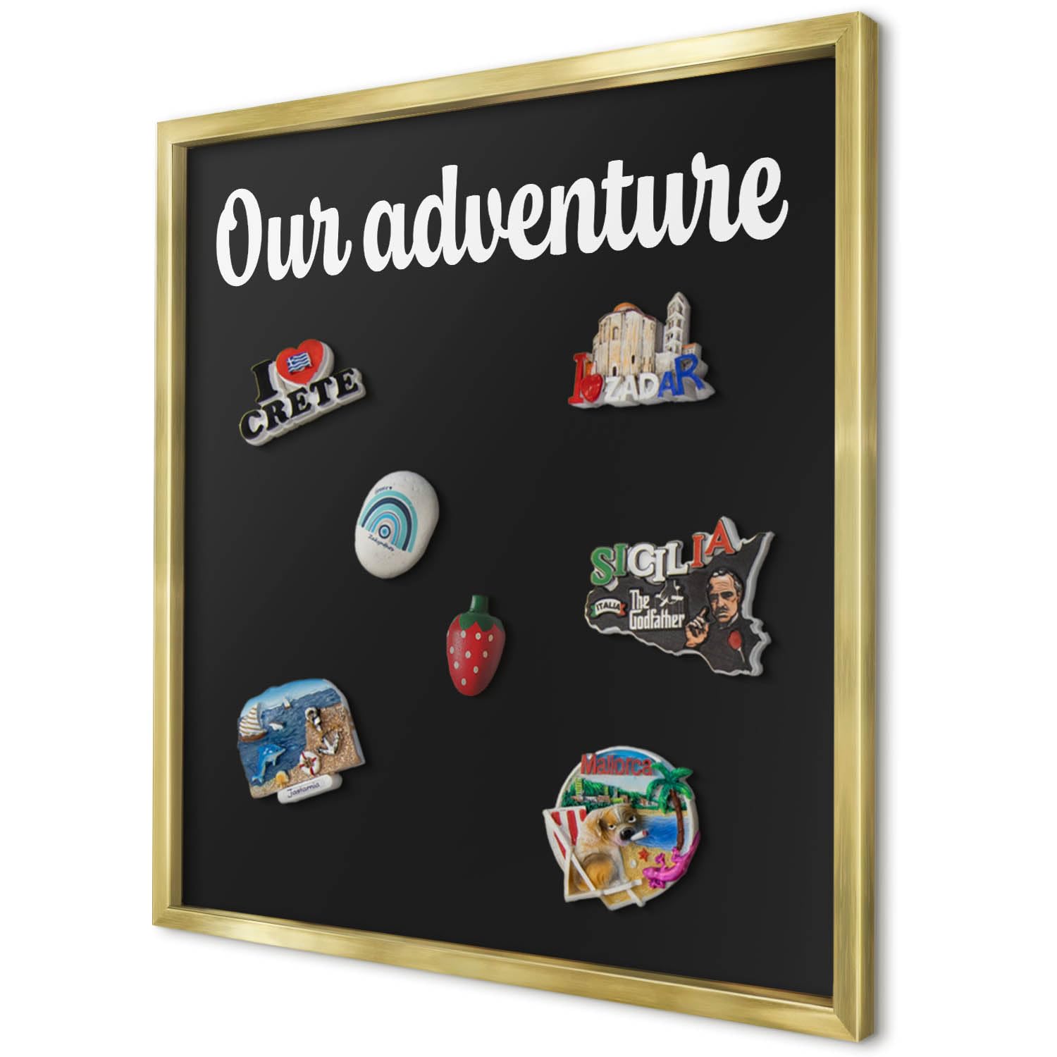 Explorer Magnetic Board 50x50 cm | Gold Frame | Our Adventure