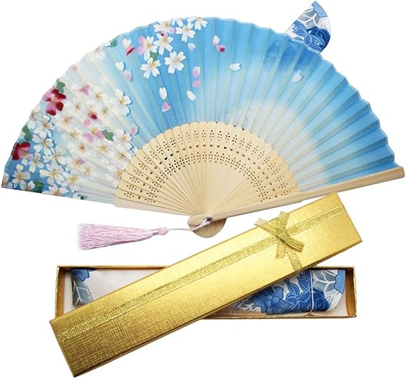 Amazon Co Jp Boshiho 扇子 扇子袋 扇 和風 和装 レーヨン 正絹 綺麗 花 花柄 レディース おしゃれ 華やか 防暑 ファッション
