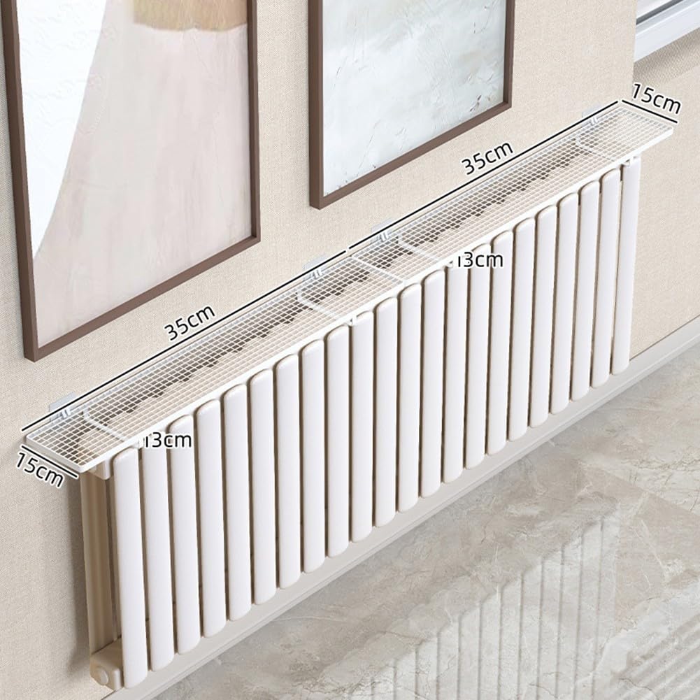 Set di 2 mensole salvaspazio per termosifone, senza fori, con Hoo nero, ideali per la casa e la decorazione del riscaldamento