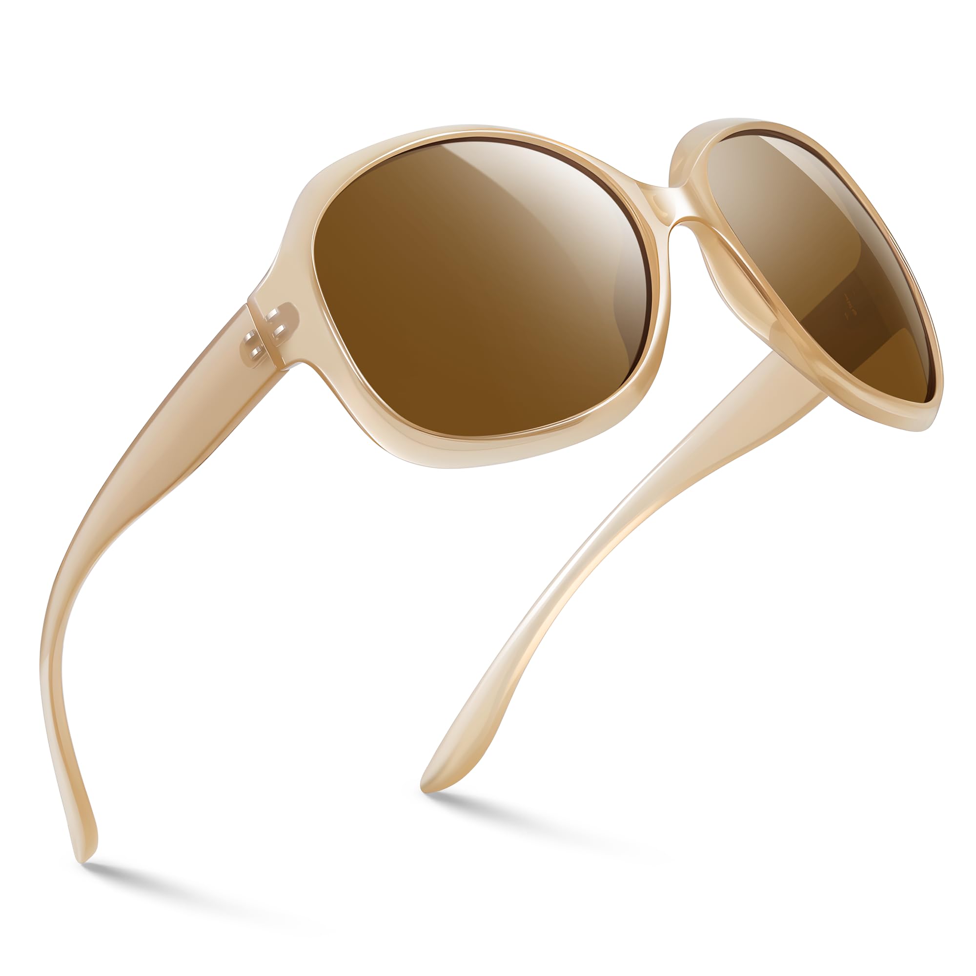 kunchu Vintage Sonnenbrille Damen Herren Polarisiert ÜberGroße-UV400 Schutz Groß Klassisch Trendy Retro Sonnenbrille für Damen Square Oversized Rahmen Brille
