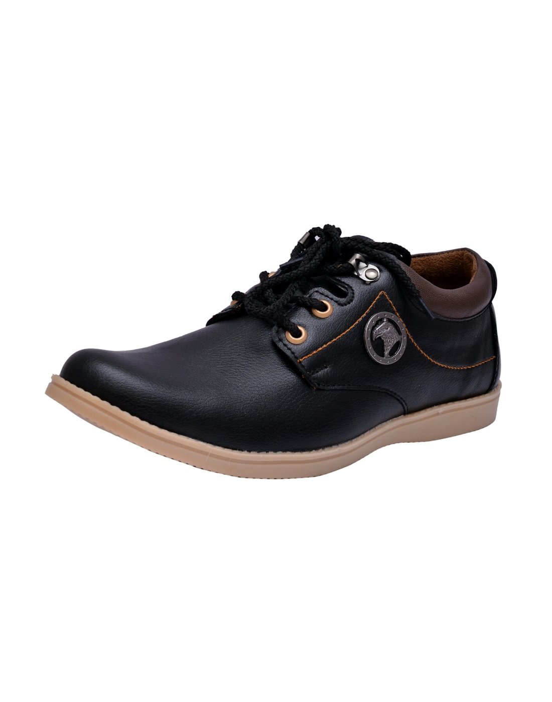 SIR CORBETT Men's Black Synthetic Leather Lace Up Casual Shoes