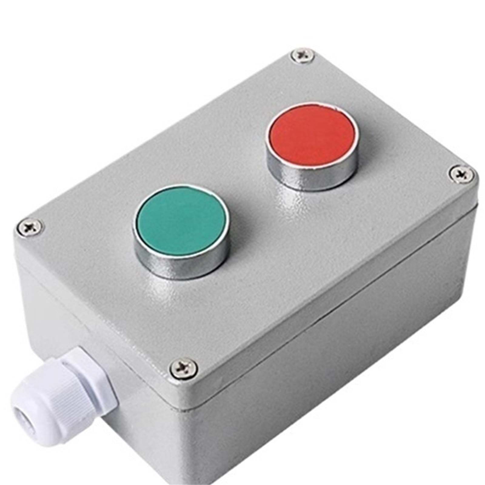 Caja de Control de interruptor de botón pulsador de Metal 2P, reinicio de inicio de parada de emergencia