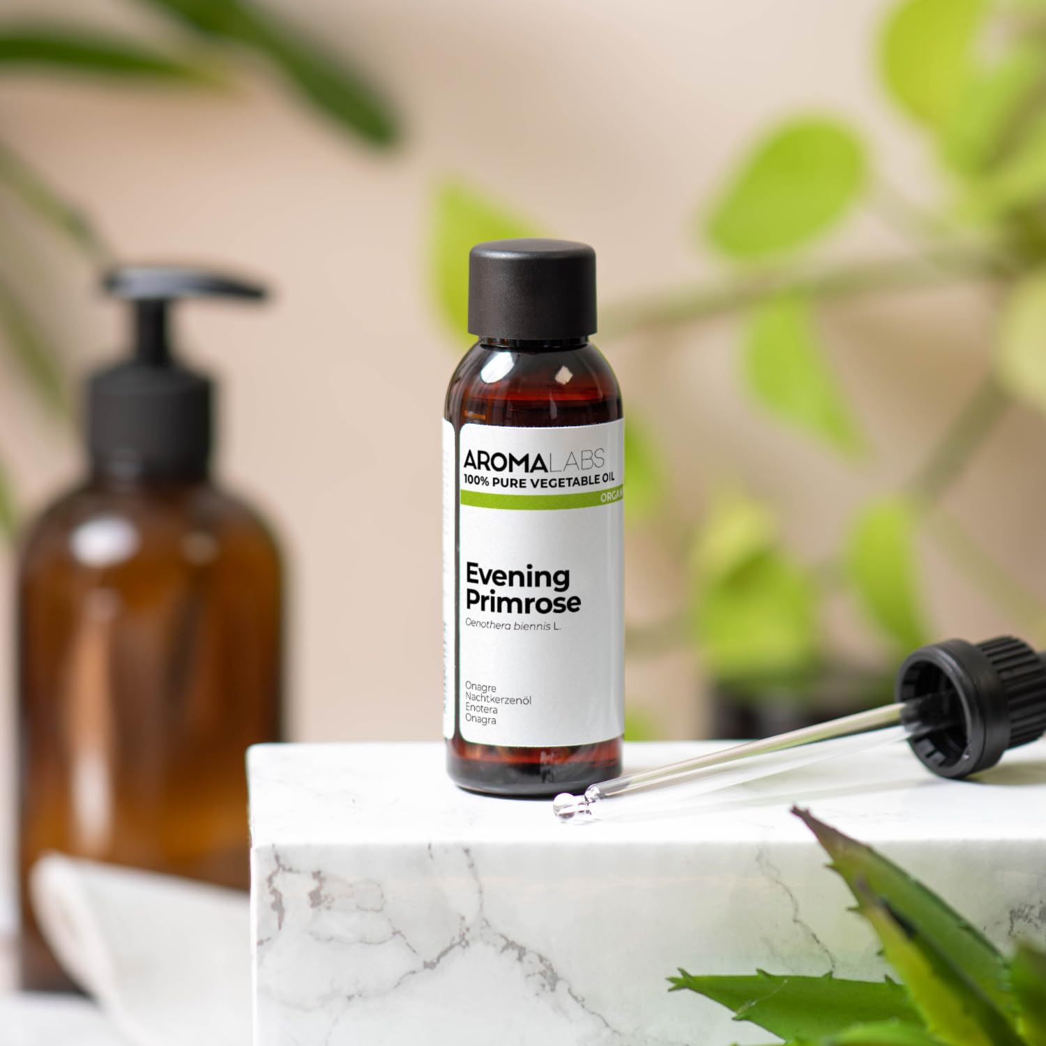 Aceite de Onagra BIO (Oenothera biennis) - 50 mL - Aceite Vegetal Virgen Certificado AB - Aroma Labs