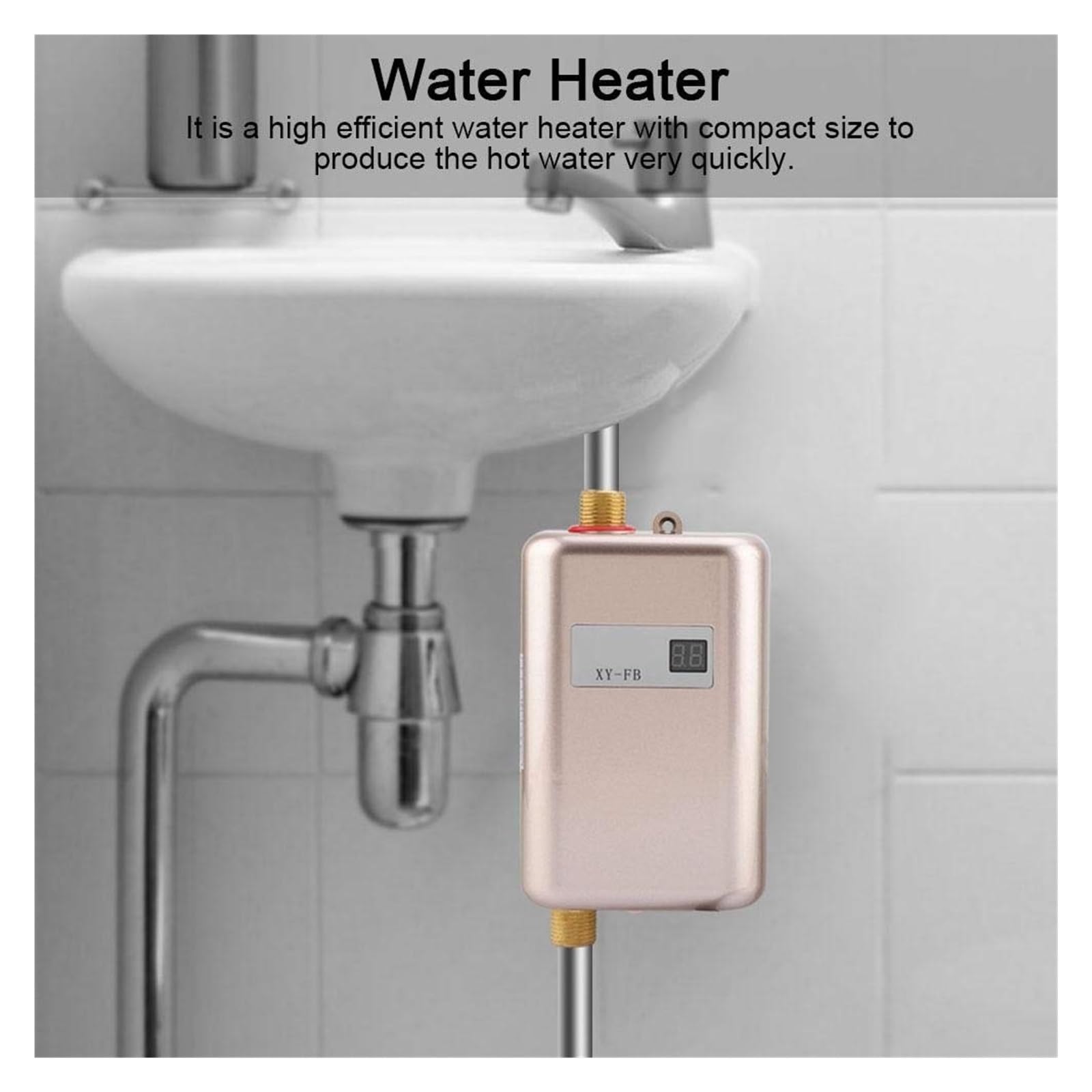 Scaldabagno Elettrico, Scaldabagno Elettrico 3800W Scaldabagno Istantaneo Senza Serbatoio for Uso Domestico for Doccia Interna Cucina Bagno Riscaldamento 'Acqua(Pink)