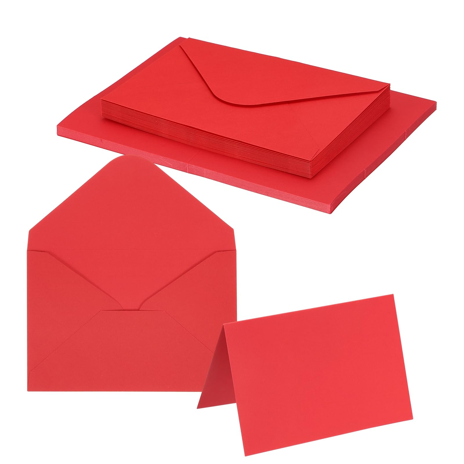 PATIKIL 10 x 15cm Blank Greeting Cards and Envelopes, 20Sets Half Fold Note Cards and Envelopes 250g Thick Cardstock for DIY Wedding Birthday Party Invitations, Bright Red