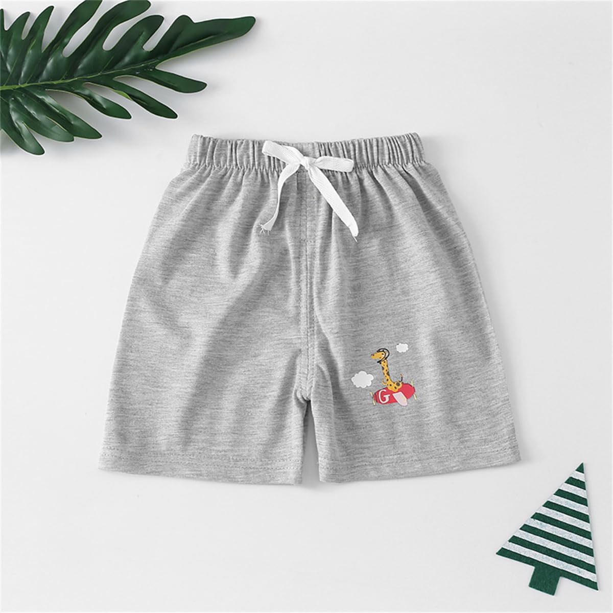 Lot of 4 Shorts d'été en Coton pour Bébé Garçon Fille Shorty Pantalon Court Uni Casual Mignon Short Taille Élastique avec Cordon de Serrage pour Tout-Petits Enfants 6 Mois-4 Ans Vêtements d'été