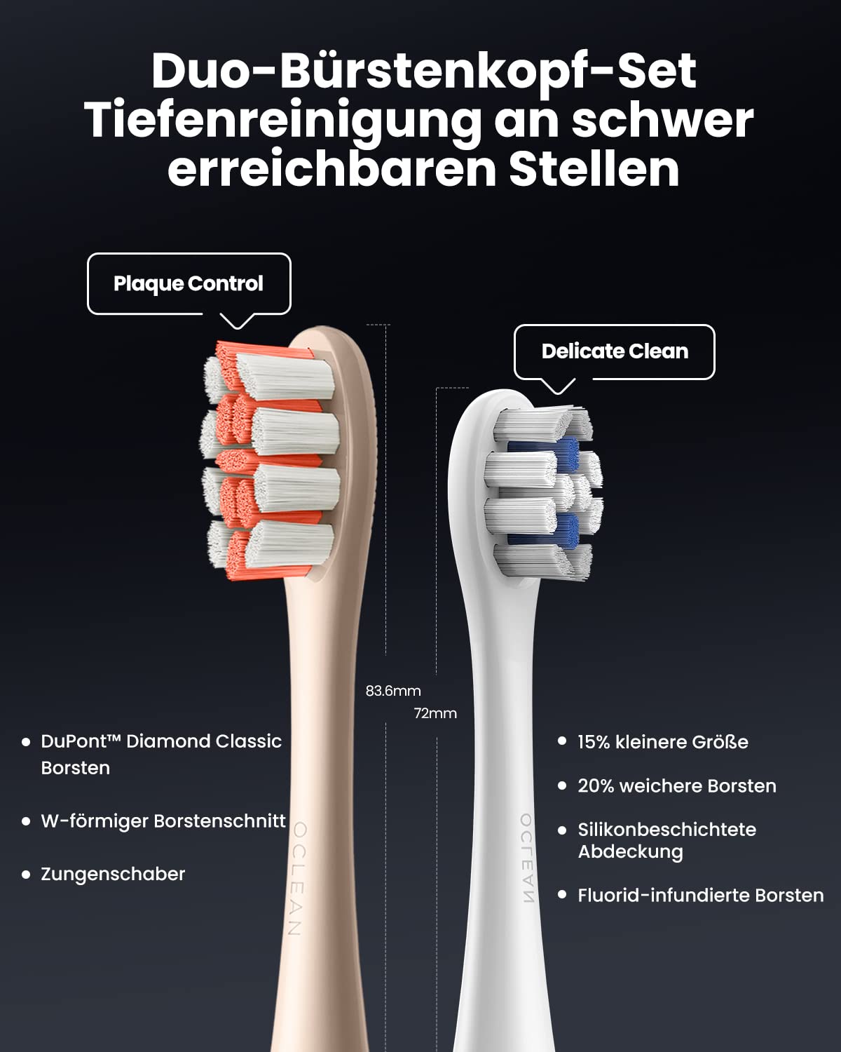 Oclean X Pro Digital Elektrische Zahnbürste mit 4 Bürstenköpfe & Reiseetui, Schallzahnbürste mit Farbdisplay, 30 Tage Akkulaufzeit, 3 Modi, 8-Bereiche-Verfolgung, mit Timer & APP, Golden