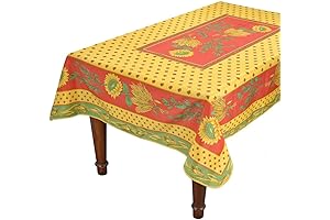 Tournesol French Provincial Red/Yellow Oilcloth Tablecloth - 59" x 94"