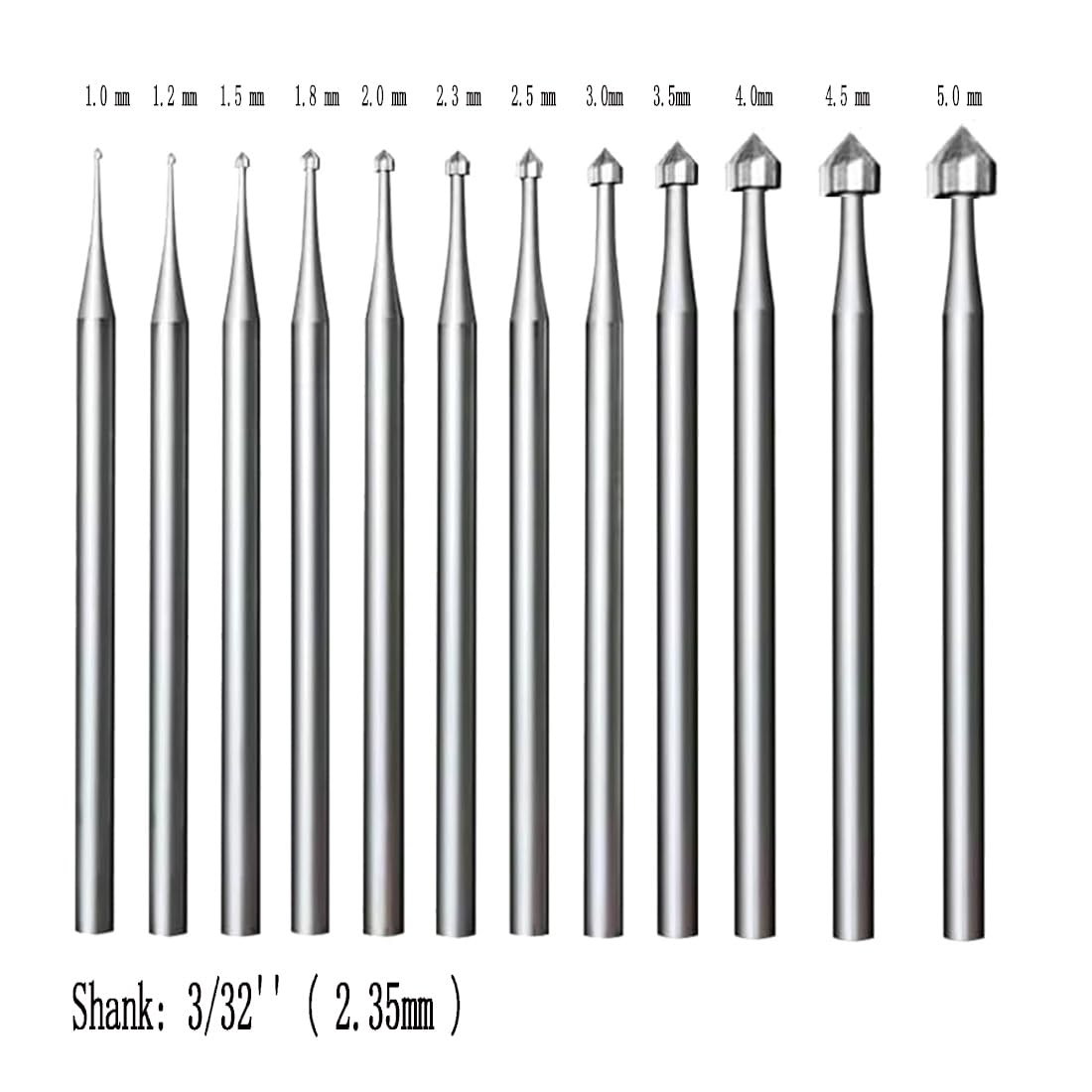 12 Pcs 3/32'' Shank Lapidary Tool Stone Setting Burr (010-050) — Amazon image 2