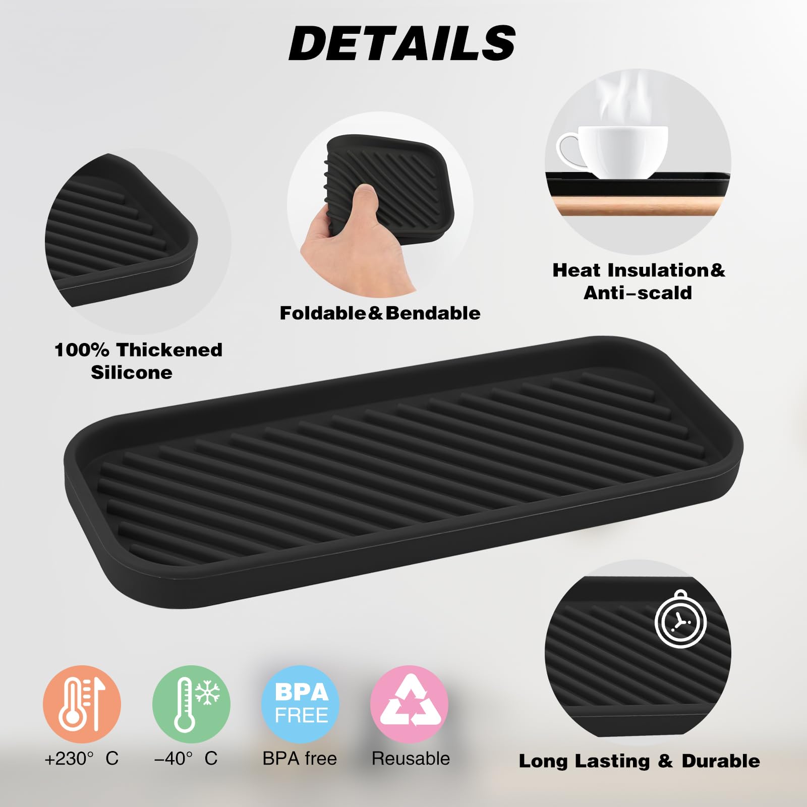 TAIHOBO 2PCS Silicone Kitchen Sink Organiser, Silicone Kitchen Tray Soap Tray - Image 3