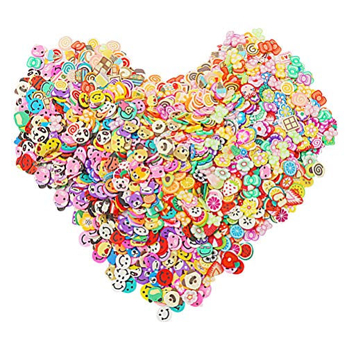 4500pcs Nail Art Fimo Slices, Cute Fruits Flowers Cake Bow-knot Animal Design Slime Charms Supplies, 3D Polymer Slices for Resin DIY Crafts, Nail Art, Slime Making and Cellphone Decoration