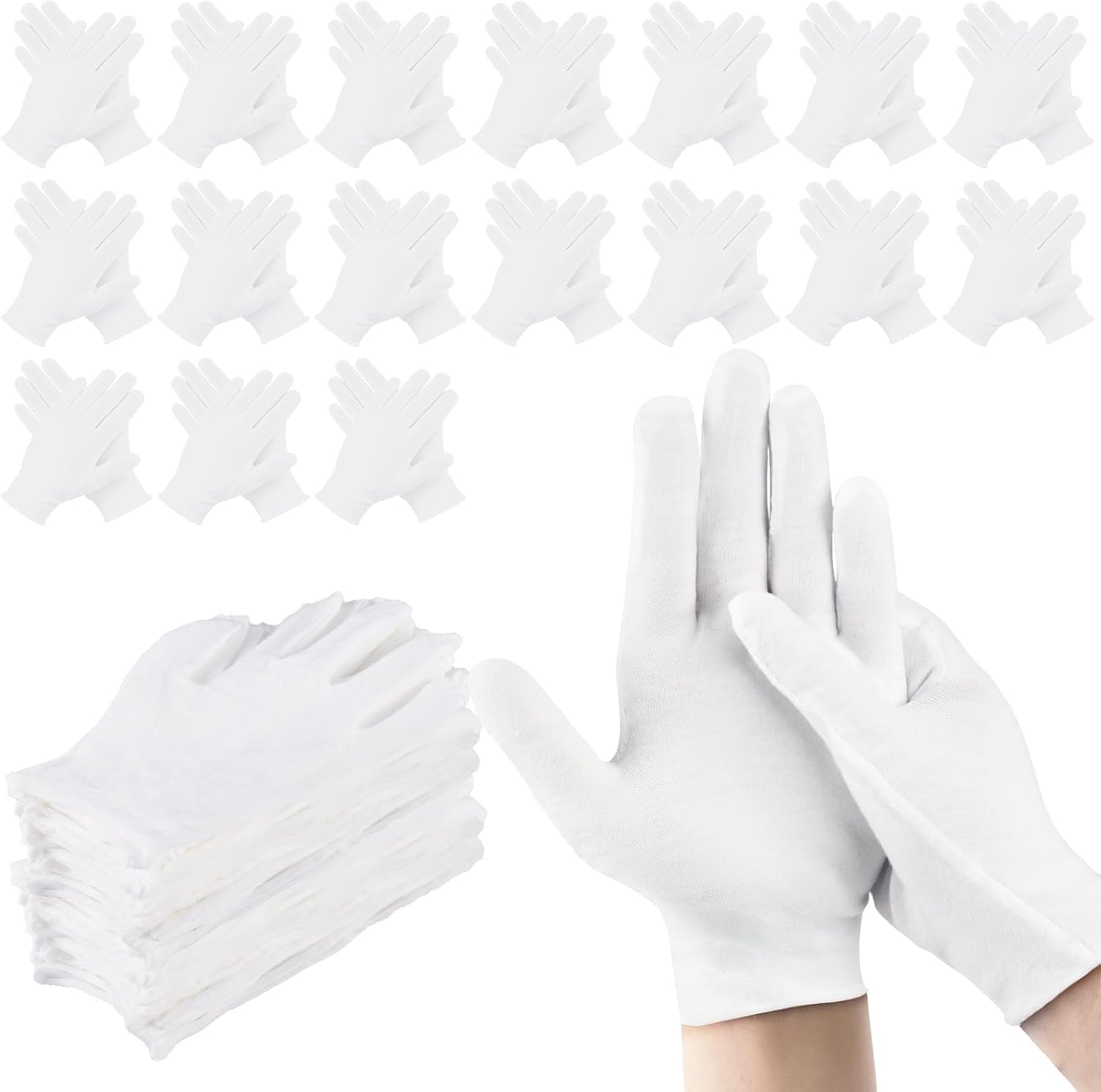 120 Pcs White Cotton Gloves for Dry Hands Sleeping, Soft Sleep Eczema SPA Moisturizing Glove Set, Overnight Treatment for Women & Men, Jewelry & Coin Inspection Gloves, Halloween Costumes