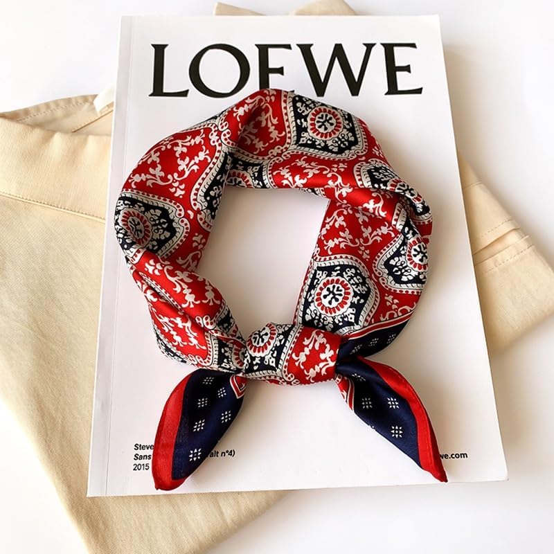 [XSDIAQG] Women's Versatile Silk Small Square Scarf Red Satin
