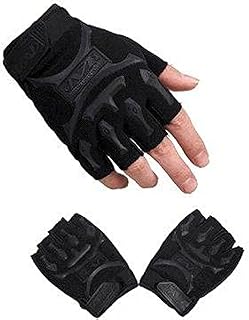 Motorcycle, Cycling and Weight Lifting Half Finger Gloves (Black)