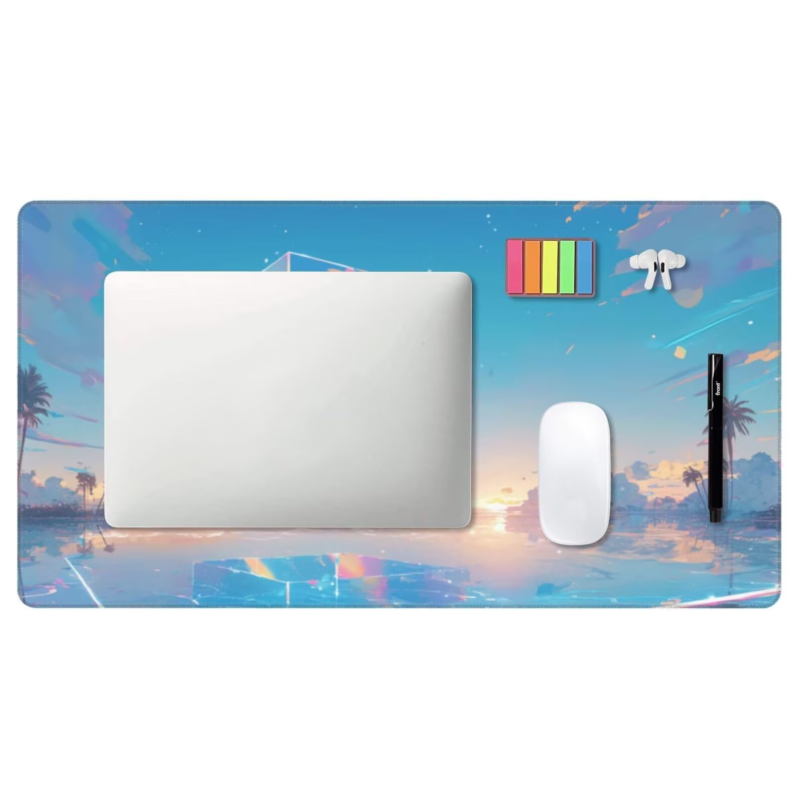 Alfombrilla de Ratón Gaming Grande XXL 1400x600x4mm con Bordes Cosidos, Tela de Micro Tejido, Base Goma Antideslizante y Mouse Pad, para Teclado Jugadores Escritorio, PC, Oficina Cristal de Luna Y6232