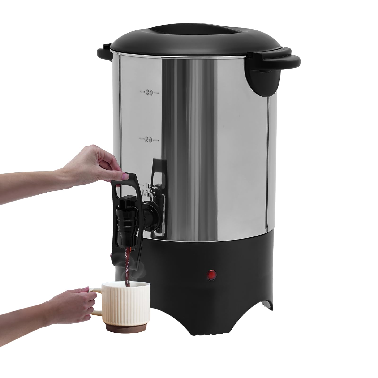 Coffee Urn, 5.2L Comerical Coffee Maker Urn 30 Cup Stainless Steel Electric Coffee Urns & Hot Beverage Dispenser with Dripless Faucet for Party