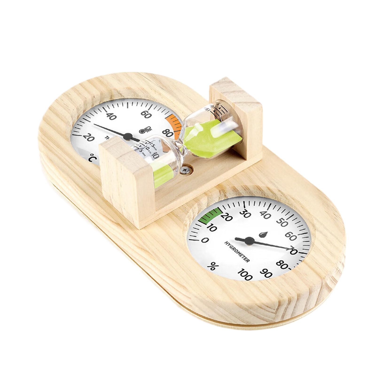 Accurate Display Thermometers Hygrometer with Sand Timer Sauna Room Wall Mounted Temperature Humidity Measurement Gauge Pine Wood Sauna Room Thermometers