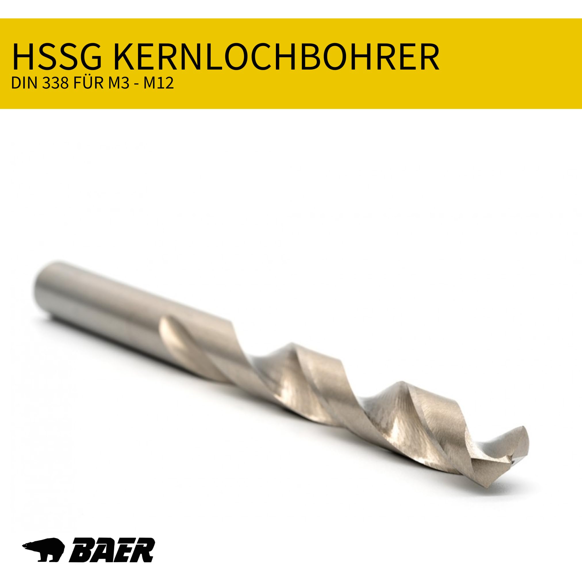 BAER Gewindeschneider Set M3-M12 HSSE | Maschinengewindebohrer Sackloch mit Kernlochbohrer | Gewindeschneidsatz metrisch | Profi Gewindebohrer Set Innengewinde Stahl Werkstatt Industrie