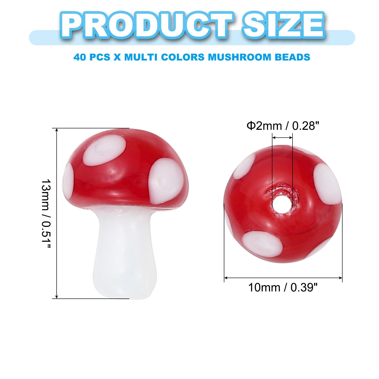PATIKIL 0.5" x 0.4" Cute Mushroom Beads - Image 2