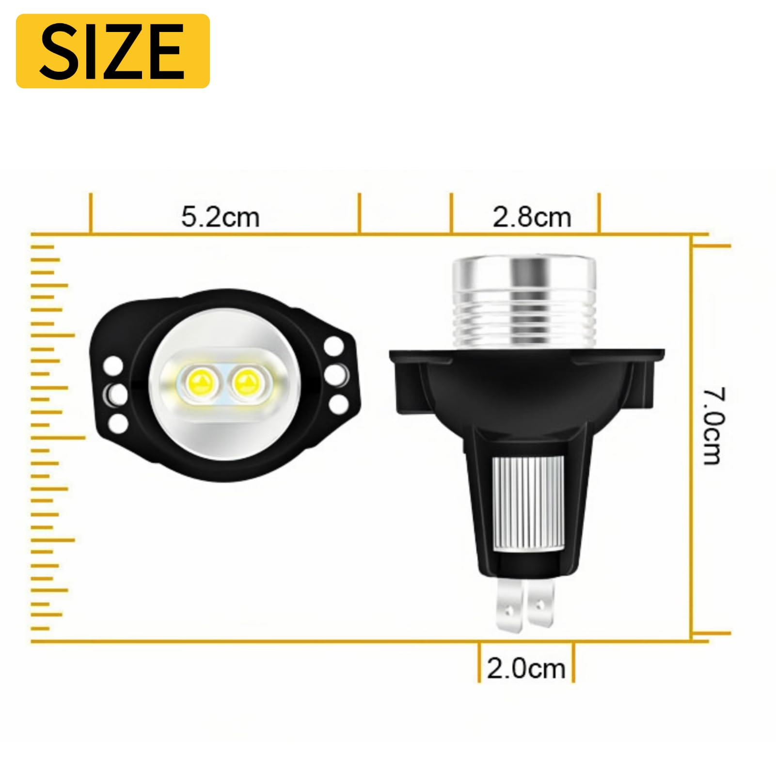Auto - 2 x 12 W Angel Eyes LED Fari Halo Anello di segnalazione fendinebbia per auto per E90 E91 05-08 lampade automatiche + lampadine angelo eye e90