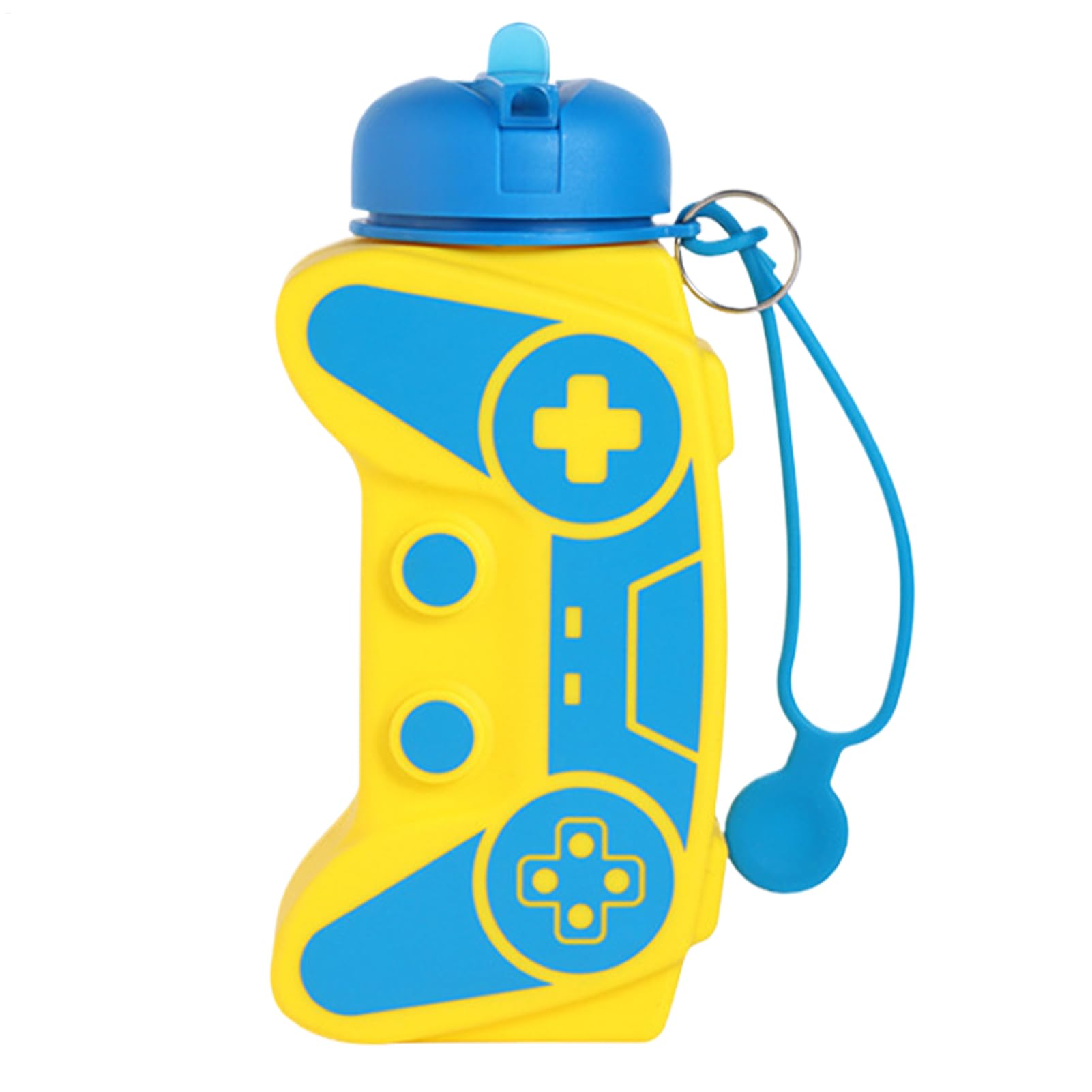 Silicone Water Bottle,Game Handle Silicone Flask - Portable Drinking Bottles with Carabiner - for Youth Boys Girls Teens Outdoor Sports Hiking Backpacking Camping Cycling Running Birthday Yellow