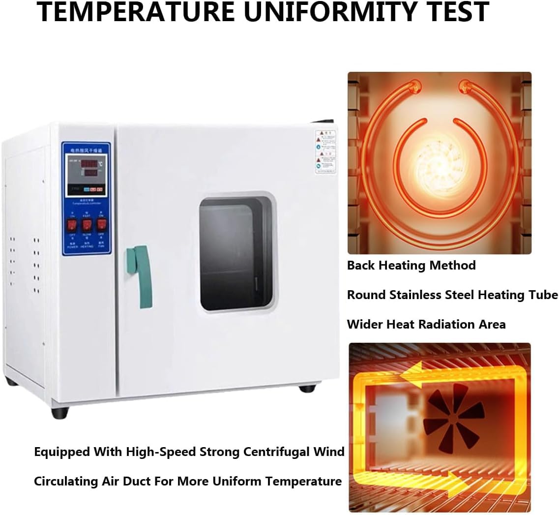 Horno de Secado de Laboratorio, Horno de Secado al vacío, 16L, 40L, 70L, 136L Horno de Secado y Calentamiento de Laboratorio con manómetro de vacío y Controlador Digital (16L)