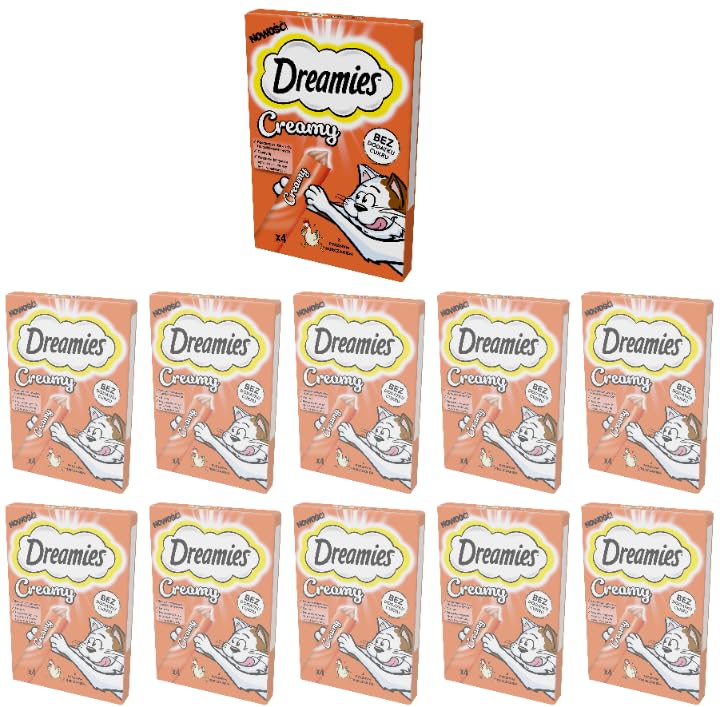 Dreamies Friandises pour chat Creamy au poulet - Délicieux goût crémeux - 44 sachets (11 x 4 x 10 g)