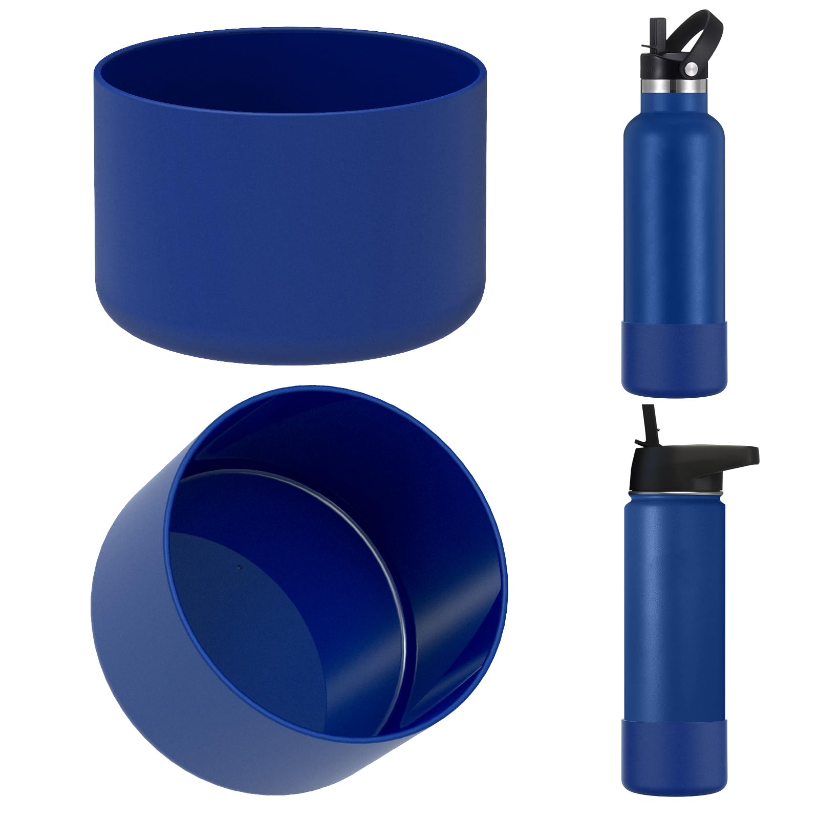 Linkidea 2 Pack Water Bottle Boot Compatible with IRON °FLASK Wide/Narrow Mouth 12oz/14oz/16oz/18oz/20oz/22oz/24oz, Silicone Bottle Bottom Sleeve Cover Bumper Protector (Cobalt) — image 1
