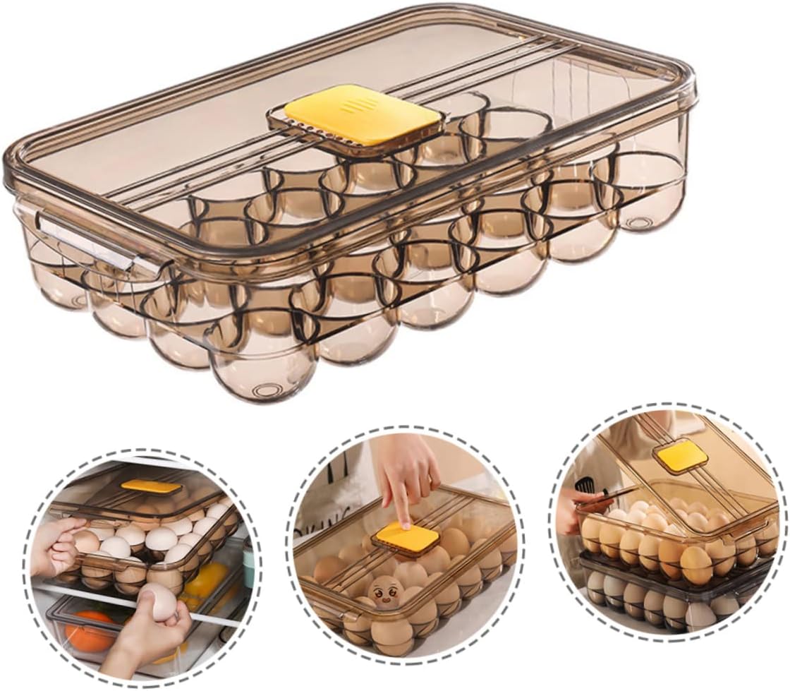 Covered Egg Storage Box Lid Large Capacity Plastic Egg Holder for Refrigerator for Kitchen Storage