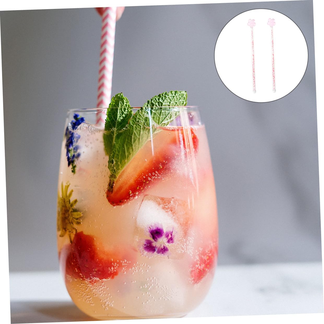 Flower Pattern Glass Stirrer Elegant Swizzle Stick for Drinks Tea Milk Dessert Stirrer Chic Design