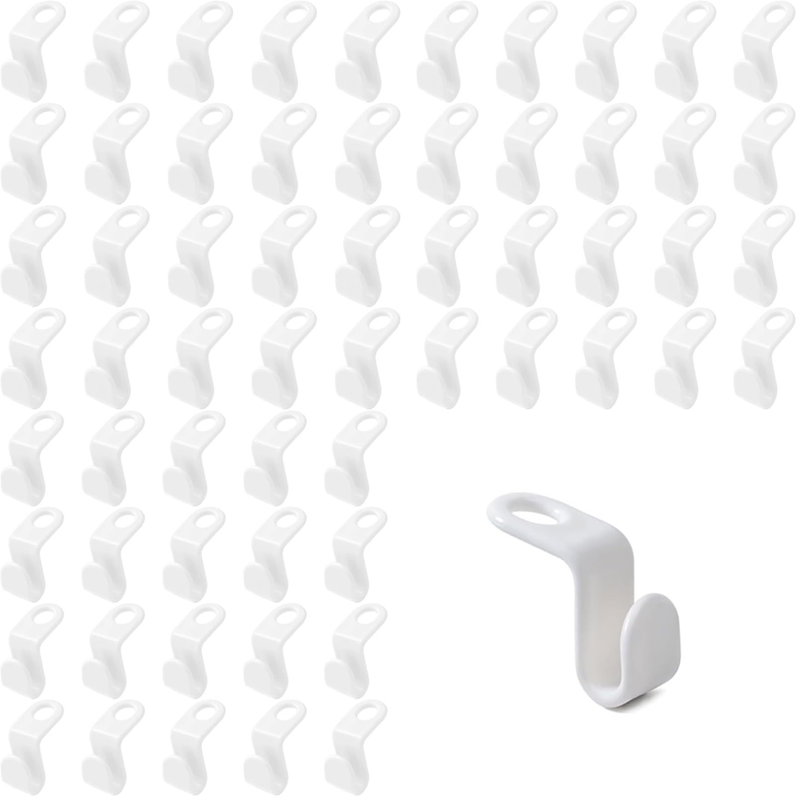 Agtehbz White 60 Pcs Clothes Hanger Connector Hooks, Space Saving Clothes Hook, Multi-Layer Stackable Hanger For Wardrobe Closet Garderobe Organiser Hook (White)