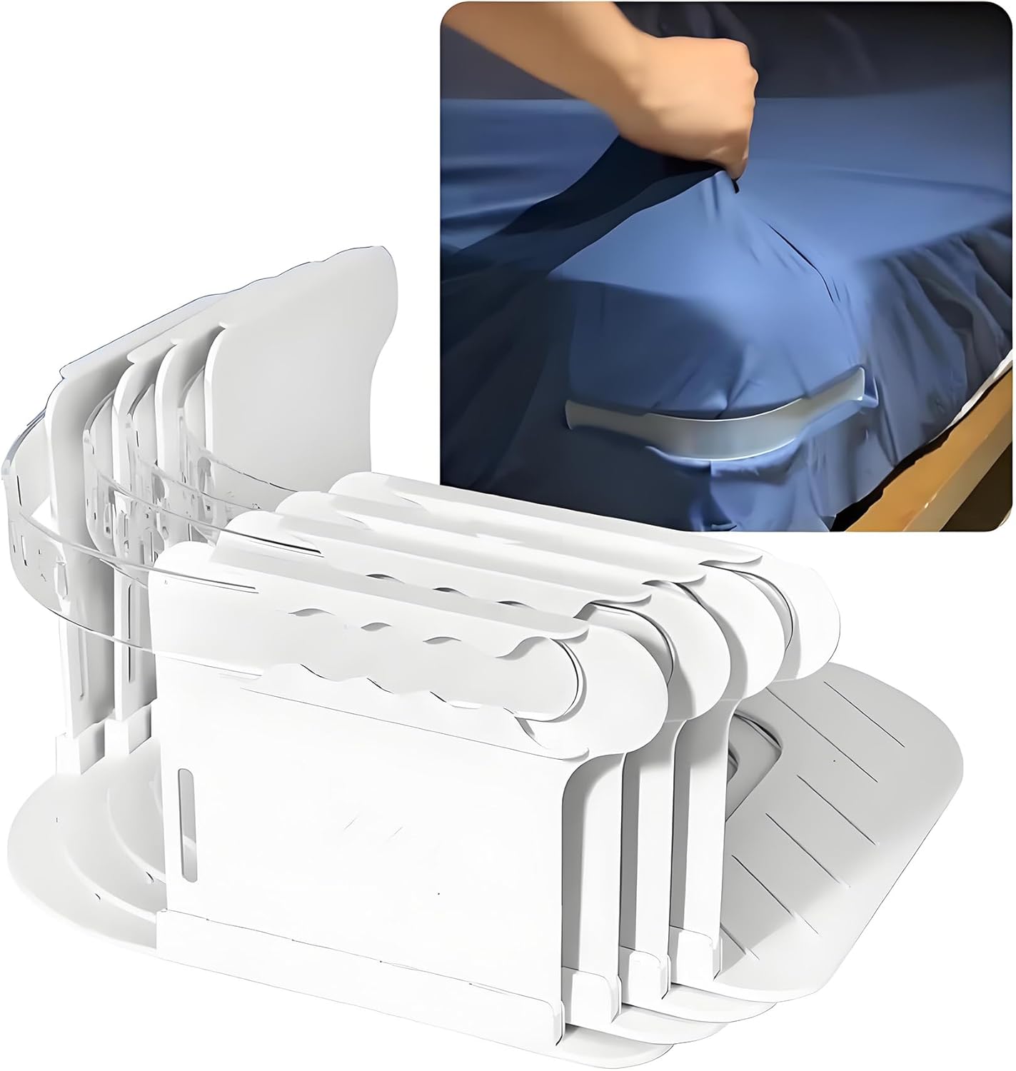 4 Pcs Bed Sheet Holder, Lock Sheet Holders Keep Sheets Tight Heavy Duty Bed Sheet Holder Corner, Bed Sheet Clips Straps No More Loose Sheets, Fit All Mattress Size Easy Installation