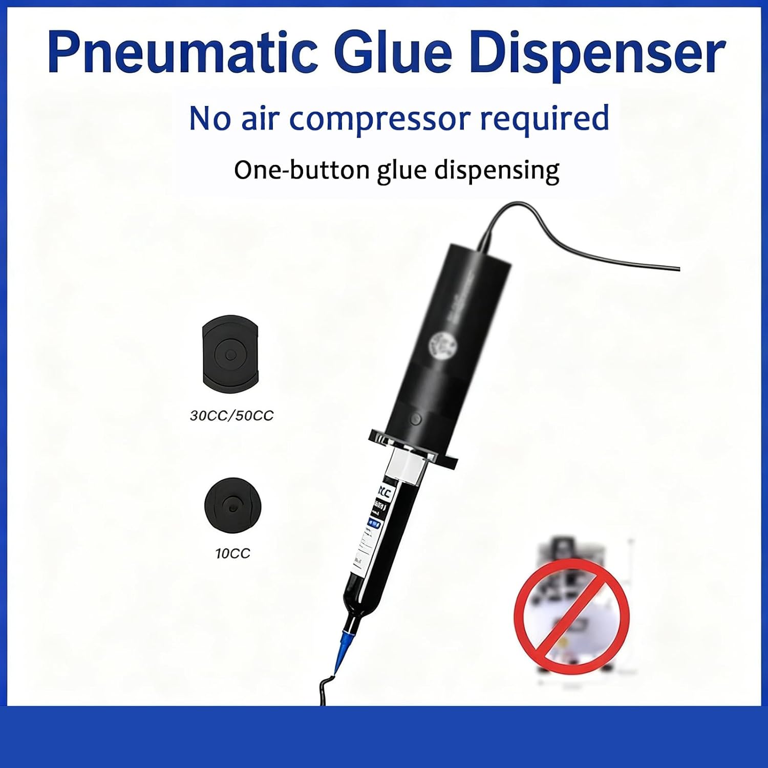 Semi-Automatic Glue Dispenser Machine, Pneumatic Dispenser Glue Gun, Compatible with 10/30/50CC Syringes, Even Glue Dispensing, for Structural Adhesives, UV Adhesives, Rosin, and Welding Oil