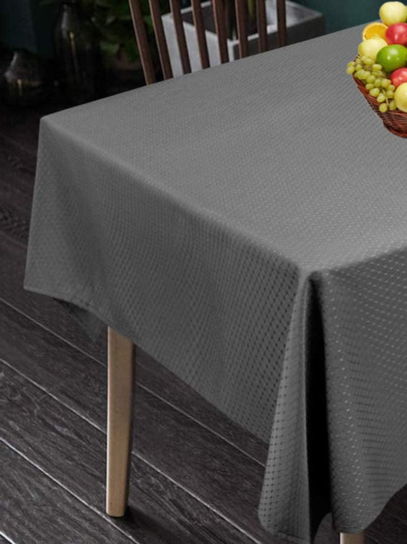 Tektrum Heavy Duty 60 X 120 inch Rectangular Elegant Waffle Weave Check Jacquard Tablecloth Table Cover-Waterproof/Stain Resistant/Wrinkle Free-Great for Dinner, Banquet (Charcoal)